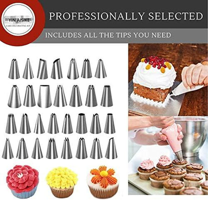 100Pcs Cake Decorating Supplies Kit - Cake Turntable Set with 48 Icing Piping Tips, 20 Disposable Pastry Bags, 2 Couplers, Baking Tools for Beginners, Cupcake Decorating Kit - CookCave