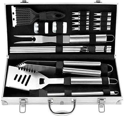 ROMANTICIST 20pc Heavy Duty BBQ Grill Tool Set in Case - The Very Best Grill Gift on Birthday Wedding - Professional BBQ Accessories Set for Outdoor Cooking Camping Grilling Smoking - CookCave