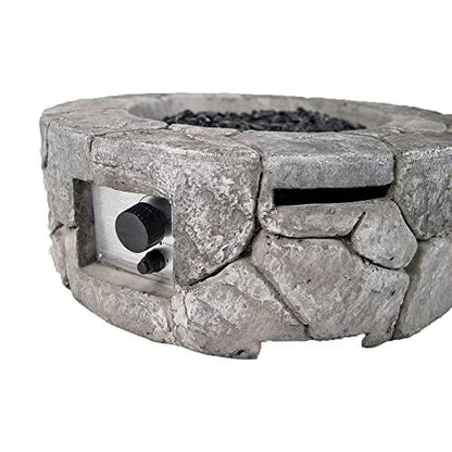 Bluegrass Living HF09501AA Edinburgh 40,000 BTU Propane FirePit Table for Patio and Deck Use, MGO Construction, Includes Crystal Glass Beads Protective Fabric Cover, 28 Inch x 9 Inch, Stonework Finish - CookCave