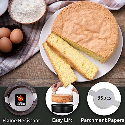 RFAQK 133PCs Round Cake Pans Sets for Baking + Cake Decorating Supplies - 3 Non-Stick 8 Inch Cake Pan with Baking Supplies, Piping Tips, Cake Leveler, Icing Spatula and 35 Parchment Papers with eBook - CookCave