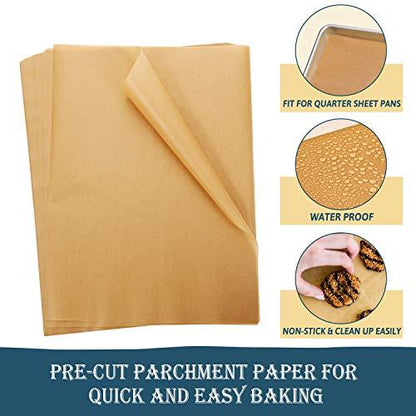 Hiware 200 Pieces Parchment Paper Baking Sheets 9x13 Inches, Precut Non-Stick Parchment Paper for Baking, Cooking, Grilling, Frying and Steaming - Unbleached, Fit for Quarter Sheet Pans - CookCave