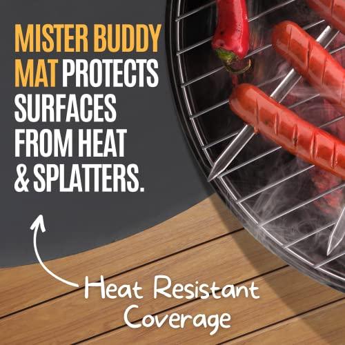 Mister Buddy Mat, 48” Round Rubber BBQ Grill Mat - Under Outdoor Grill Pad to Protect Deck, Patio, and Floors - CookCave