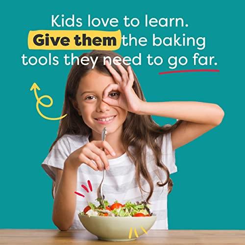 Baketivity 31 Pcs Kids Cooking & Baking Set with Kids Knife & Real Cooking Utensils - Kid Safe Knife & Cooking Tools - Kids Baking Set Gift for Girls & Boys Including Nylon Knife for Kids - CookCave