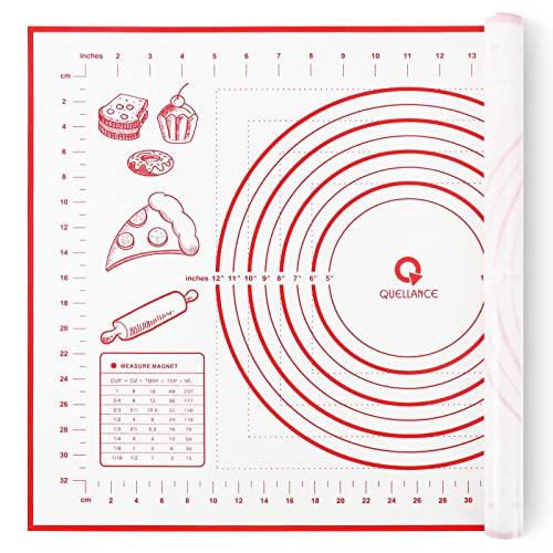 Silicone Pastry Mat for Baking, Baking Mat for Rolling Dough Non Slip Extra Large, Fondant Mat with Measurement, Kitchen Counter Mat for Pie Crust, Pizza and Cookies, Oven Liner Mat,16" x 24", Red - CookCave