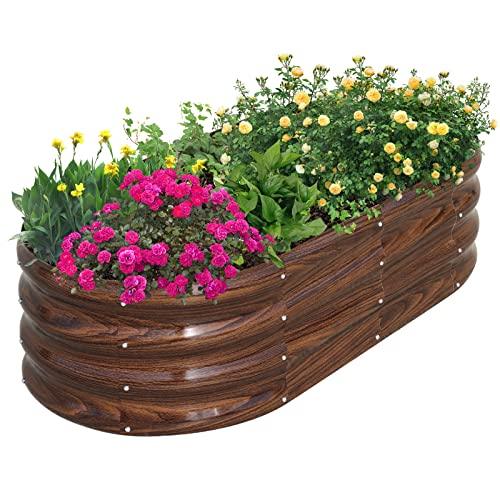 SnugNiture Galvanized Raised Garden Bed, 4x2x1ft Oval Metal Planter Box for Planting Outdoor Plants Vegetables - CookCave
