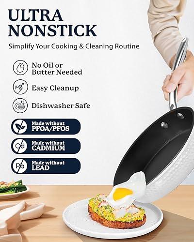 Granitestone 15 Piece Pots and Pans Set Nonstick Cookware Set, Pot and Pan Set, Kitchen Cookware Sets, Induction Cookware Set, Frying Pan Set, Pot Set Induction Cookware, Dishwasher Safe, Cream White - CookCave