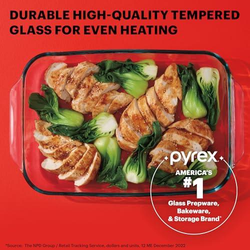 Pyrex Basics 3 QT Glass Baking Dish With Plastic Lid, Casserole Dish, Glass Food Container, Oven, Freezer And Microwave Safe, Clear Container - CookCave
