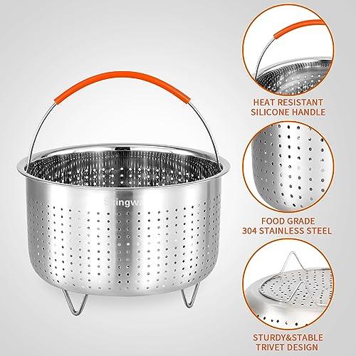 Steamer Basket for Instant Pot, Vegetable Steamer Basket Stainless Steel Steamer Basket Insert for Pots (6qt) - CookCave
