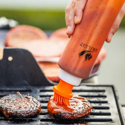 Barbeque Sauce Bottles with Basting Brushes (Medium and Large) - Sauce Recipes - Storage Caps and Funnel, BBQ Basting Brush Dispenser - (Patent Pending) - CookCave