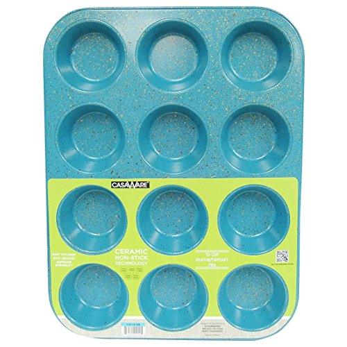 casaWare Ceramic Coated NonStick 12 Cup Muffin Pan (Blue Granite) - CookCave