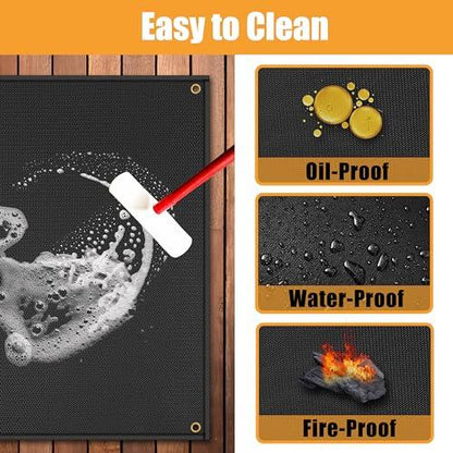 TOHONFOO 70 x 48 in Under Grill Mat for Outdoor Grill - Fireproof BBQ Mats for Grilling to Protect The Deck, Patio, Pavers - Easy to Clean Indoor Fireplace Mat - CookCave