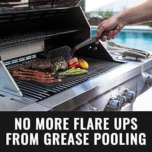 Grillaholics BBQ Mesh Grill Mat - Set of 2 Grill Mats Non Stick - Nonstick Grilling with More Delicious Smoky Flavor - Lifetime Manufacturer Warranty - CookCave