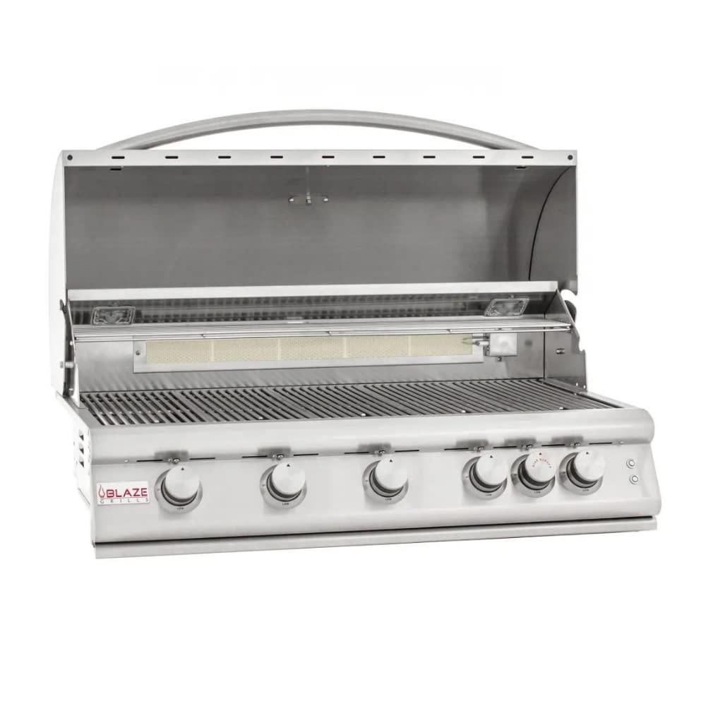 Outdoor Kitchen Professional Built-in BBQ Grill | 40" 5-Burner Natural Gas NG Grill W/Rear Infrared Burner | Perfect For Outdoor Cooking & Entertaining By Blaze | Stainless Steel | BLZ-5LTE2-NG - CookCave