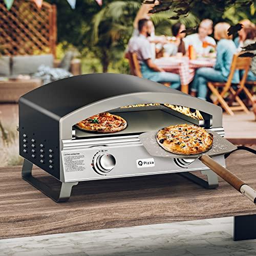 Outdoor Gas Pizza Oven Makes 2 Pizzas or Extra Large Pizza, 25" Large Capacity Pizza Maker, Versatile Grill Stove with 19" Baking Stone for Steak Meat Seafood, Save Time Cooking Amount Food for Party - CookCave