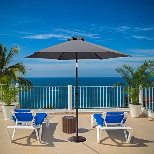 FLAME&SHADE 7.5 ft Outdoor Market Patio Table Umbrella with Tilt, Anthracite - CookCave