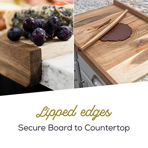 Ultra Cuisine Reversible Large Wood Cutting Board - Large Bread Cutting Board - Charcuterie and Pastry Board with Lip - Kneading Board - Large Thin Cutting Board Sheets - Multipurpose Use - 24x17 - CookCave