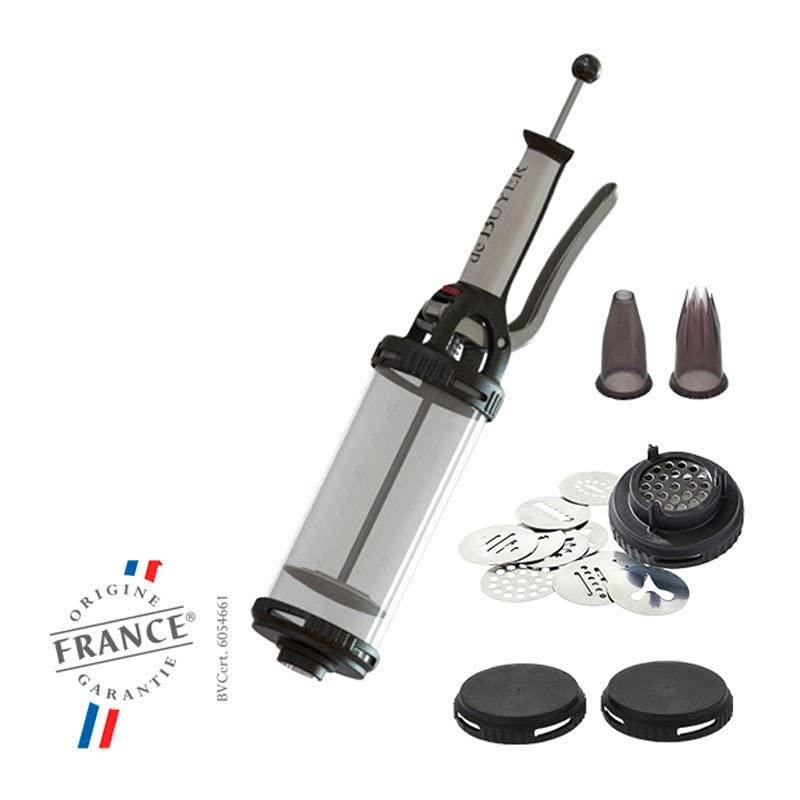 de Buyer LE TUBE Pastry Press - Includes 13 Cookie Discs & Two Tips - Easy to Use - Dishwasher & Freezer Safe - Made in France - CookCave