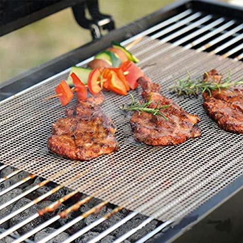 BBQ Mesh Grill Mat Set of 6 - Non-Stick Barbecue Grill Sheet Liners Grilling Mats for Outdoor Teflon Grill Sheets Reusable and Easy to Clean-Works on Electric Grill, Gas, Charcoal 15.75 x 11.8in - CookCave