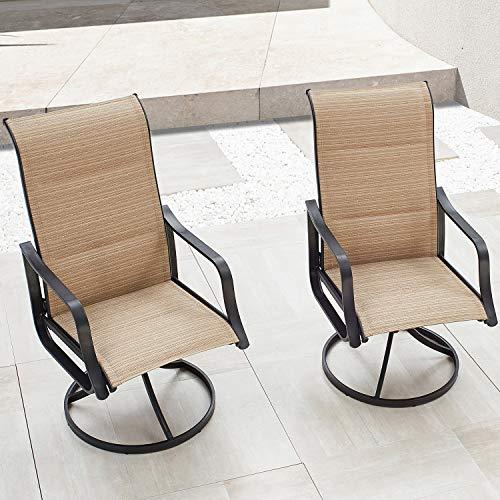 Top Space Patio Dining Chairs Textilene High Back Outdoor Swivel Rocker Set with All Weather Frame (Beige,Set of 2) - CookCave