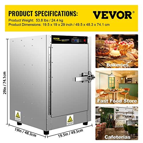 VEVOR Hot Box Food Warmer, 19"x19"x29" Concession Warmer with Water Tray, Five Disposable Catering Pans, Countertop Pizza, Patty, Pastry, Empanada, Concession Hot Food Holding Case, 110V UL Listed - CookCave