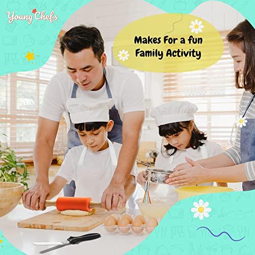 Young Chefs Cooking and Baking Set for Kids – 19 Pieces Real Kids Baking Set – Giftable Kids Baking Sets for Girls and Boys – Kids Cooking Set Real Tools - CookCave