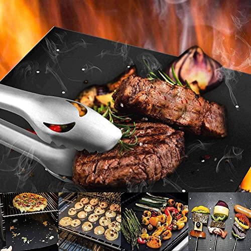 NEWKITCHEN Grill Mats for Outdoor Grill, Set of 6 Nonstick Grill Mat Reusable and Easy to Clean - Works on Gas, Charcoal, Electric Grill and More - 15.75 x 13 Inch - CookCave