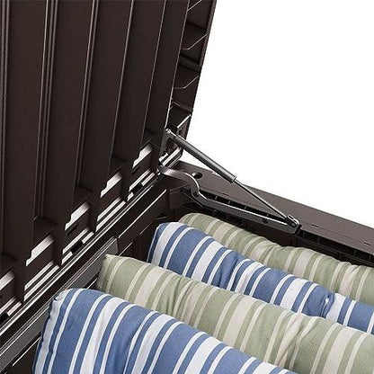 Keter Westwood 150 Gallon Plastic Backyard Outdoor Storage Deck Box for Patio Decor, Furniture Cushions, Garden Tools, & Pool Accessories, Espresso - CookCave