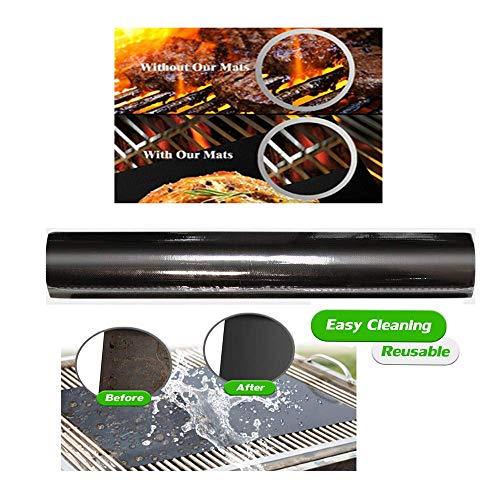 GQC BBQ Grill Mat, Non-Stick Grill Cooking Mat Teflon Reusable Barbecue Baking Mats, Heavy Duty,Easy to Clean - Works on Electric Grill Gas Charcoal BBQ (6X(33X40) cm) - CookCave