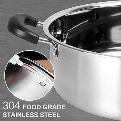 Hot Pot with Divider, Shabu Shabu Hot Pots Food Grade Stainless Steel Chinese Dual Sided Pot Set for Induction Cooktop Gas Stove - CookCave