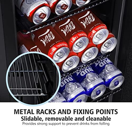 Tylza Beverage Refrigerator 15 Inch Wide, Mini Fridge Stainless Steel Under Counter Beverage Cooler, 130 Cans Beer Fridge with Built-in and Freestanding Beverage Fridge TYBC100SD - CookCave