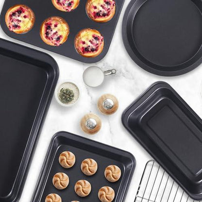 Baking Pans Nonstick Set, 6-Piece Nonstick Bakeware Set, cake pans set with Cookie Sheets, Bakeware fits for Nonstick Bread Baking Cookie Sheet and Cake Pans - CookCave