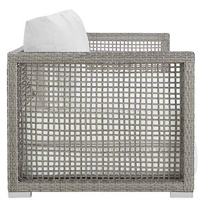 Modway Aura Outdoor Patio Wicker Rattan, Sofa, Gray White - CookCave