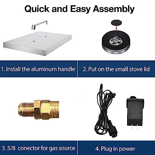 Double Grilling Side Burners for Outdoor Kitchen, 2 * 15,000BTU Liquid Propane Burners, Duty Heavy 304 Stainless Steel, with Natural Gas Kit, Built-in Side Burner for BBQ Island Grill - CookCave