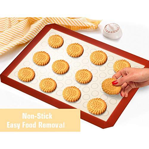 Wildone Baking Sheet with Silicone Mat Set, Stainless Steel Cookie Pan with Baking Mat, Size 16 x 12 x 1 Inch, Set of 4-2 Sheets + 2 Mats - CookCave