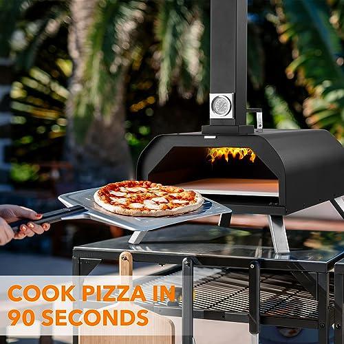Outdoor Pizza Oven, 13" Wood Fired Pizza Oven Outdoor, Pellet Pizza Ovens for Outside, Portable Stainless Steel Outdoor Ovens with Pizza Stone for Outside Backyard Camping Picnics - CookCave