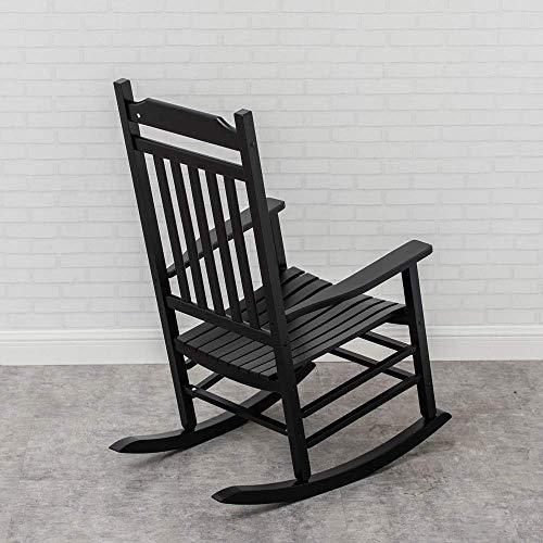 BplusZ Patio Rocking Chair for Indoor Outdoor Use - Wooden Furniture Adults Rocker for Porch, Balcony, Backyard and Garden Black - CookCave