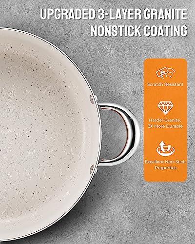 BEZIA Large Pot for Cooking 8 Quart, Induction Pot, Soup Pot, Cooking Pot with Lid, Non Stick Stock Pot for All Hobs, Copper - CookCave