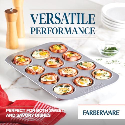 Farberware Nonstick Bakeware 12-Cup Muffin Tin / Nonstick 12-Cup Cupcake Tin - 12 Cup, Gray - CookCave