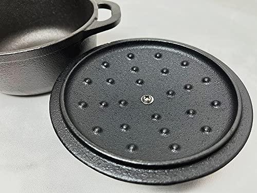 HAWOK Cast Iron Mini Round Cocotte Set, 0.7QT Mini Dutch Ovens with Lids and Bamboo Trays, 667ml/22.57oz/2.82cups, Set of 2, Black - CookCave