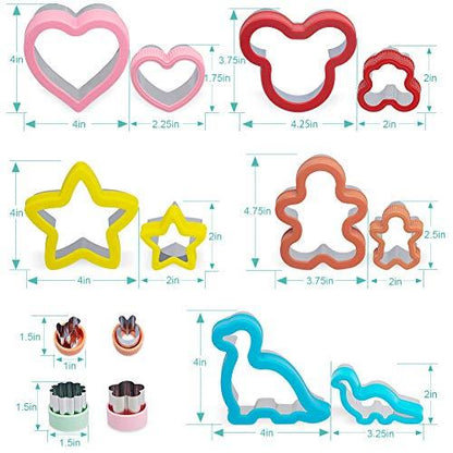 Sandwich Cutters Set 24 for Kids, Holiday Heart Shaped Cookie Cutters Vegetable Fruit Cutter Shape for Boys & Girls with Micky Mouse, Dinosaur, Star, Gingerbread Man Shapes-Food Grade Stainless Steel - CookCave