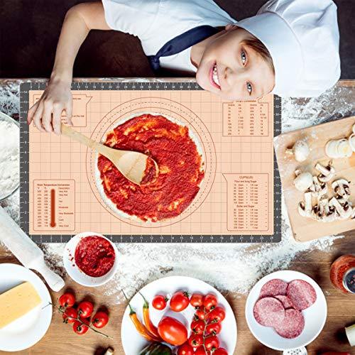 Silicone Pastry Baking Mat Non Stick-Large Rolling Dough with Measurements-Non Slip Pizza,Fondant,Pie,Cake Baking Mat - 26 x 16 Inch By Cook Time - CookCave