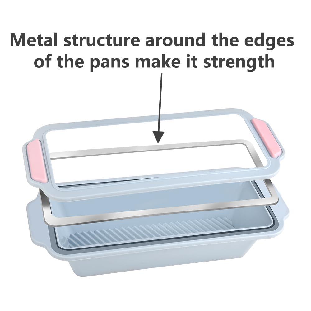 Guowall 8 Inch Silicone Loaf Pan, Food Grade Nonstick Silicone Bread Mold for Baking Banana Bread, Meat Loaf, Pound Cake, with Metal Reinforced Frame - 8 inch - CookCave