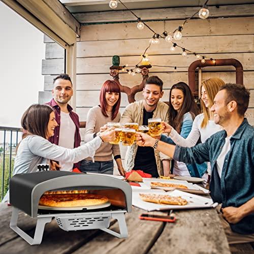 Q Pizza Gas Pizza Oven Portable Propane Pizza Oven with Automatic Rotating Stone for Outdoor Cooking, Portable Gas Pizza Oven For Outside Garden Backyard Party - CookCave