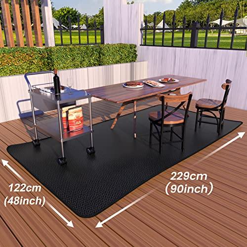 Super Extra Large 90x48 inch Under Grill Mat for Outdoor Grill, Charcoal, Flat Top, Smoker, Deck Patio Protection Mats, Indoor Fireplace Mats, Fire Pit Mat, Both Sides Fireproof Waterproof Pad - CookCave