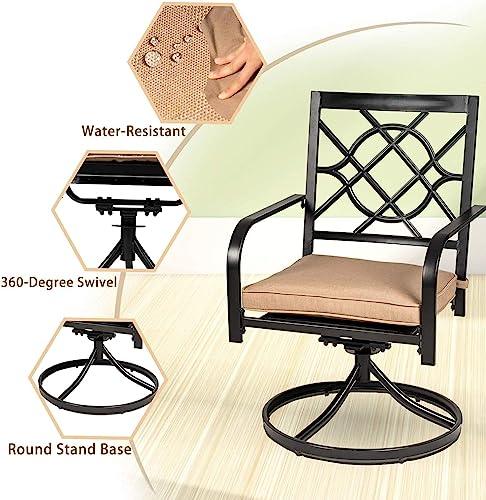 Oakcloud Outdoor Metal Swivel Dining Chairs, Strong Capacity Patio Chairs Set of 4, Patio Dining Chair Patio Furniture with Cushion for Garden, Backyard, Bistro, Black - CookCave