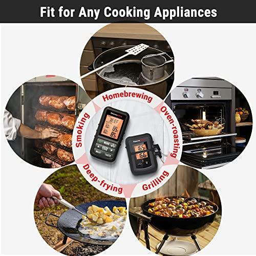 ThermoPro TP20B Black 500FT Wireless Meat Thermometer with Dual Meat Probe, Digital Cooking Food Meat Thermometer Wireless for Smoker BBQ Grill Thermometer, NSF Certified - CookCave