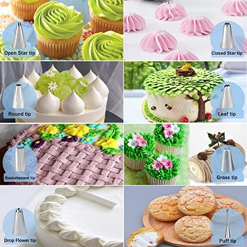 Makmeng Piping Bags and Tips Set - 50Pcs Cake Decorating Supplies Kit with Icing Frosting Nozzles,Icing Scrapers,Reusable & Disposable Pastry Bags - Baking Tools for Cookies,Cupcakes Cake Decorating - CookCave