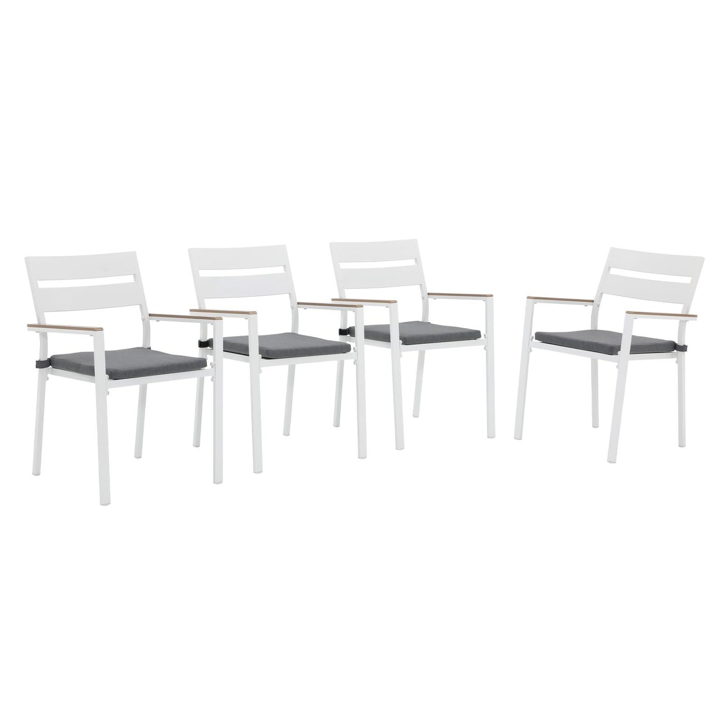 OC Orange-Casual Stackable Patio Chairs Set of 4, Outdoor Indoor Aluminum Dining Chairs w/Armrest & Removeable Fabric Cushion for Porch, Backyard, Poolside, Garden All-Weather Resistant(Grey) - CookCave