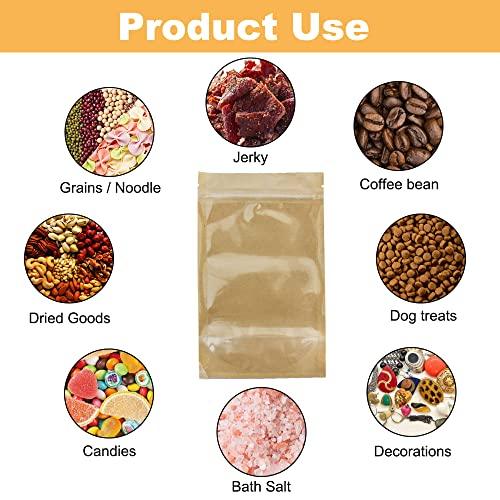 BEISHIDA Self-Sealing Resealable Kraft Paper Plastic Bags Reusable Stand Up Ziplock Pouches Bags for Food Storage Beans Coffee Cookie Snack Dried Flowers Tea 5 x 8 Inch, Pack of 50 (Kraft Brown) - CookCave