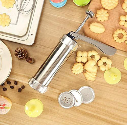 Cool Cook Cookie Press Machine Stainless Steel Biscuit Extruder Press Cookie Gun Kit Set DIY Biscuit Maker Baking Decoration Supplies - CookCave